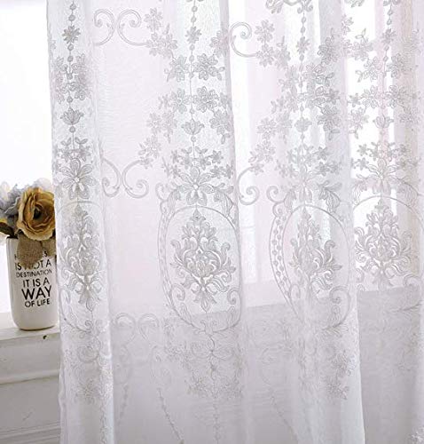 CurtainCityNewYork NY- White Sheer Curtains Faux Linen Sheer Curtain Panels Window Sheer Curtains for Bedroom & Living Room