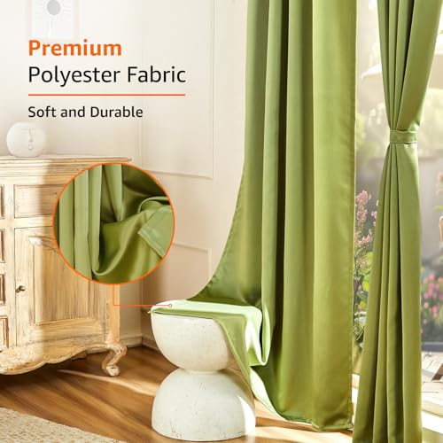 Image of Amazon Basics - Room Darkening Blackout Door Curtains, 100% Room Darkening | 9 Feet |Set of 2| Plain Design | for Living Room and Bedroom | 115cmx 274cm, Color- Green