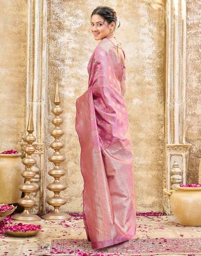 Image of SIRIL Women's Silk Jacquard Banarasi Saree With Unstitched Blouse Piece