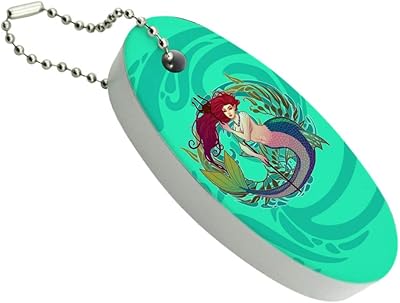 GRAPHICS & MORE Mermaid Holding Trident Circle Art Nouveau Kelp Floating Keychain Oval Foam Fishing Boat Buoy Key Float