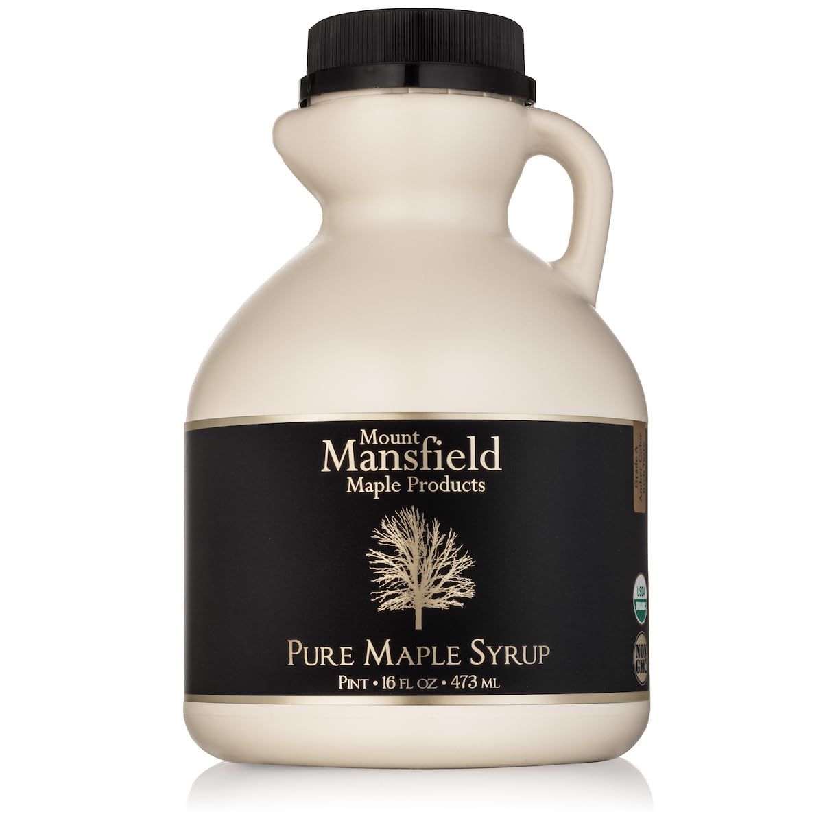 Mansfield Maple Certified Organic Pure Vermont Maple Syrup in Plastic Jug Grade A Dark Robust, Half Gallon