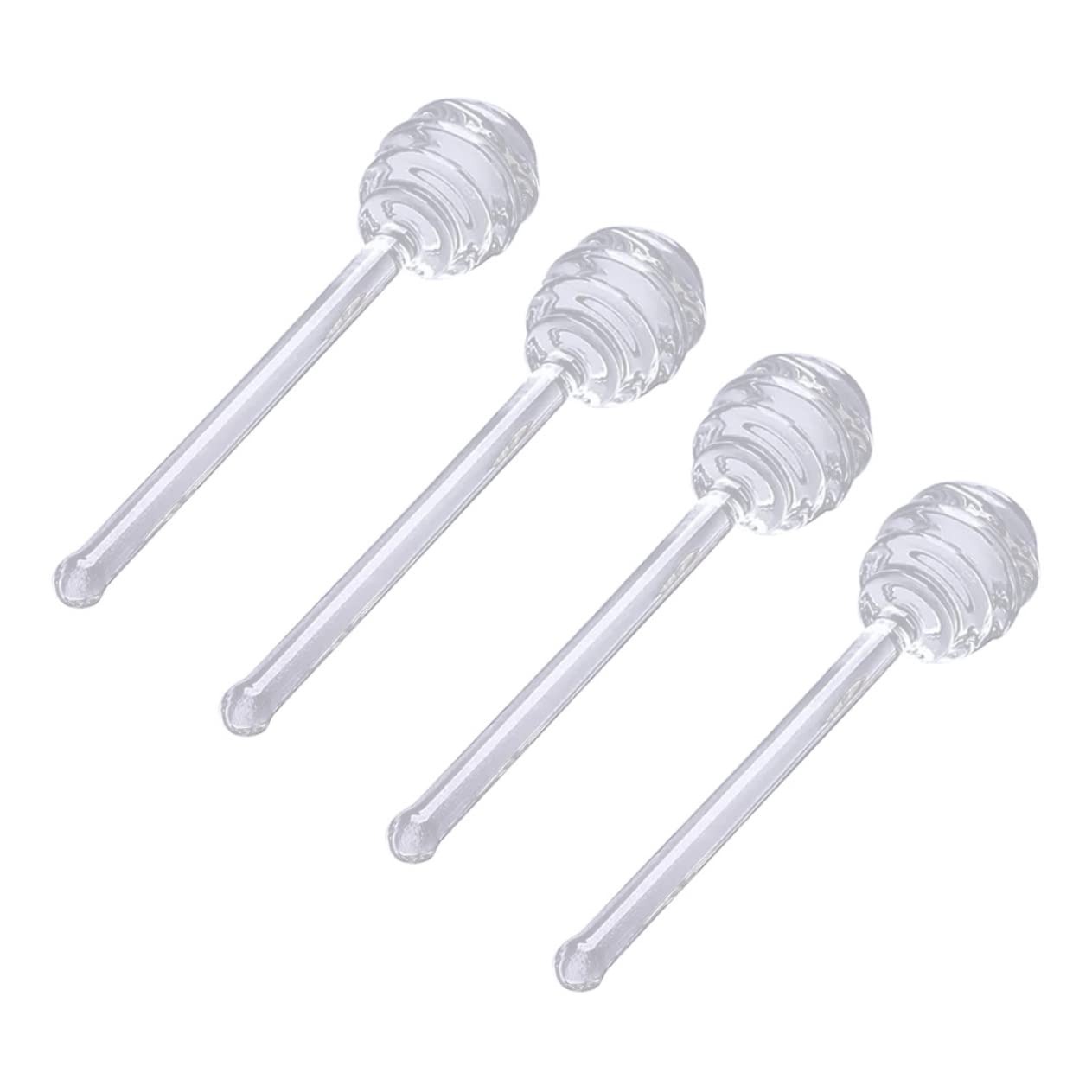 KICHOUSE 4Pcs Transparent Glass Honey Stirring Spoons Honey Dippers for Jam and Syrup for Tea Toast and Beverages Kitchen Utensils for Sweetening