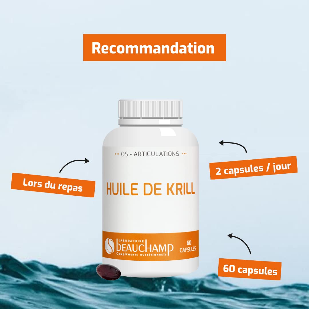 Complément alimentaire HUILE DE KRILL - 60 capsules - Oméga 3 sous forme phospholipides - Confort cardiaque et cérébral - Développé en France