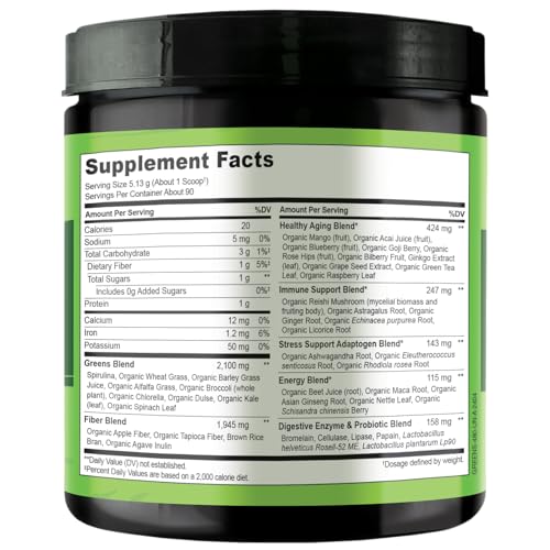 NATURELO Raw Greens Superfood Powder - Unsweetened - Boost Energy, Detox, Enhance Health - Organic Spirulina - Wheat Grass - Whole Food Nutrition from Fruits & Vegetables - 480 Grams - Image 4