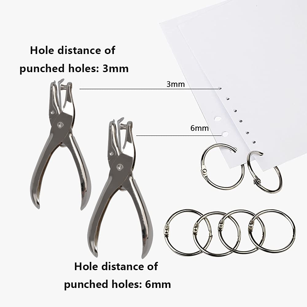 Single Hole Punch, Metal Single Hole Puncher 4 PCS (3 mm and 6 mm), 8