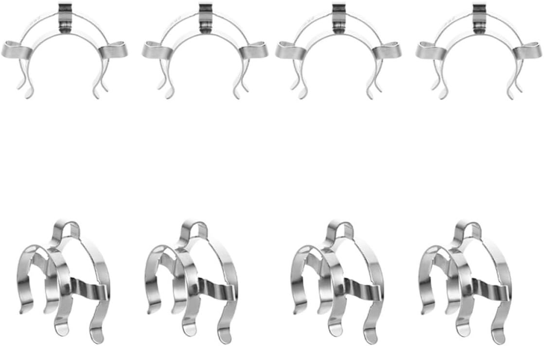 8pcs Stainless Steel Laboratory Clamps for Standard Ground Glass Joints 14#, 19#, 24#, 29# Suitable for Lab Glassware and Scientific Beakers