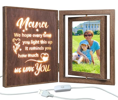 EYITUPC Great Grandma Gifts - Rotating Wooden Great Grandma Picture Frame for Two 4x6 Photos - Glass Cover, Gift Box Included - Just When Grandmas Think Their Work Is Done, Someone Calls Them Great