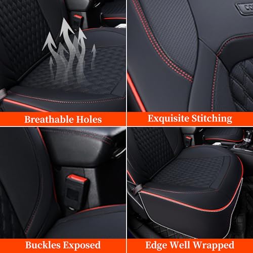 Image of Coverado Seat Covers Full Set for Jeep Wrangler, Waterproof Car Seat Covers for Automotive Truck Seat Covers Custom Fit for 2008-2012 Jeep Wrangler JK Seat Covers for Cars 4 Door(Red Line)