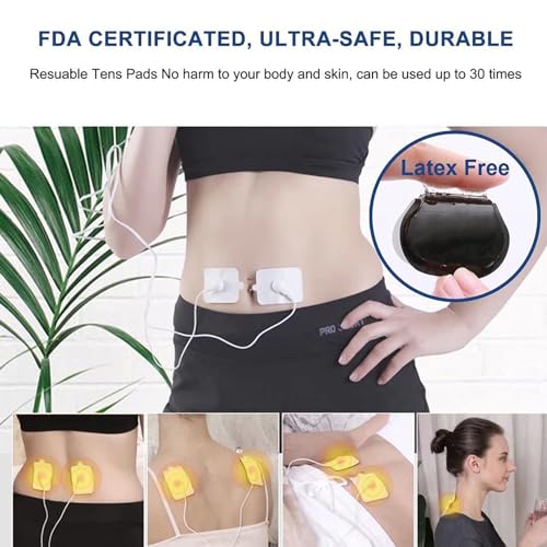 40PCS TENS/EMS Unit Replacement Pads, Upgraded 3rd Gen Large Premium Super Sturdy Snap Electrode Patches with Self-Adhesive Performance for Pain & Muscle Relief Reusable Up to 30 Times (S, White)