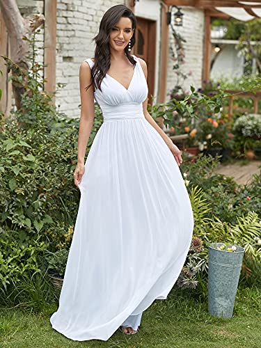 Image of Ever-Pretty Womens Bridesmaid Dress V-Neck Sleeveless A Line Chiffon Floor Length Formal Dress 09016