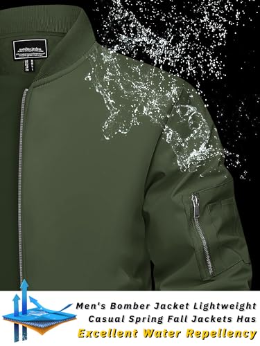 TACVASEN Men's Bomber Jacket Lightweight Casual Spring Fall Windbreaker Zip Up Coat with Pocket - Image 3