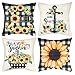 Fundas Cojines Sofa Exterior Impermeable Juego de 4 Fundas para Almohadas 45x45cm Amarillos Flores Granja Tela Escocesa de Búfalo en Blanco y Negro Fundas para Cojines Sofa Cama Silla Decorativo