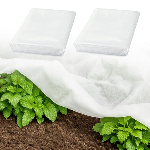 2pcs Tessuto Non Tessuto per Piante Telo Antigelo per Piante 35g/㎡ 2m*5m Antivento Traspirante Permeabile Controllo Dei Parassiti Adatto a Vari Ambienti a Bassa Temperatura con 100 Fascette in Nylon