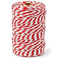 SMART&CASUAL Red and White Cotton Twine, 700 Feet Natural Bakers String for Cooking, Crafts, Gift Wrapping, Butchers, Christmas and Wedding Decor