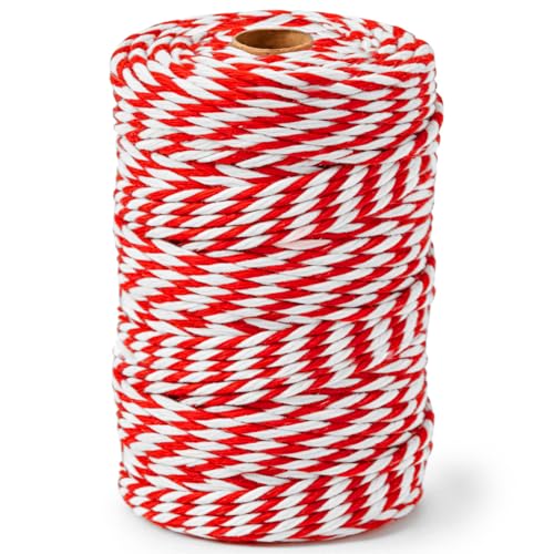SMART&CASUAL Red and White Cotton Twine, 700 Feet...