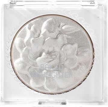 Baked Highlighter Pressed Highlighter Powder with 3D Pearlescent, Face Glitter White Shimmering Floral Relief Structure Diamond Highligh Powder Palette Highlighter 01#