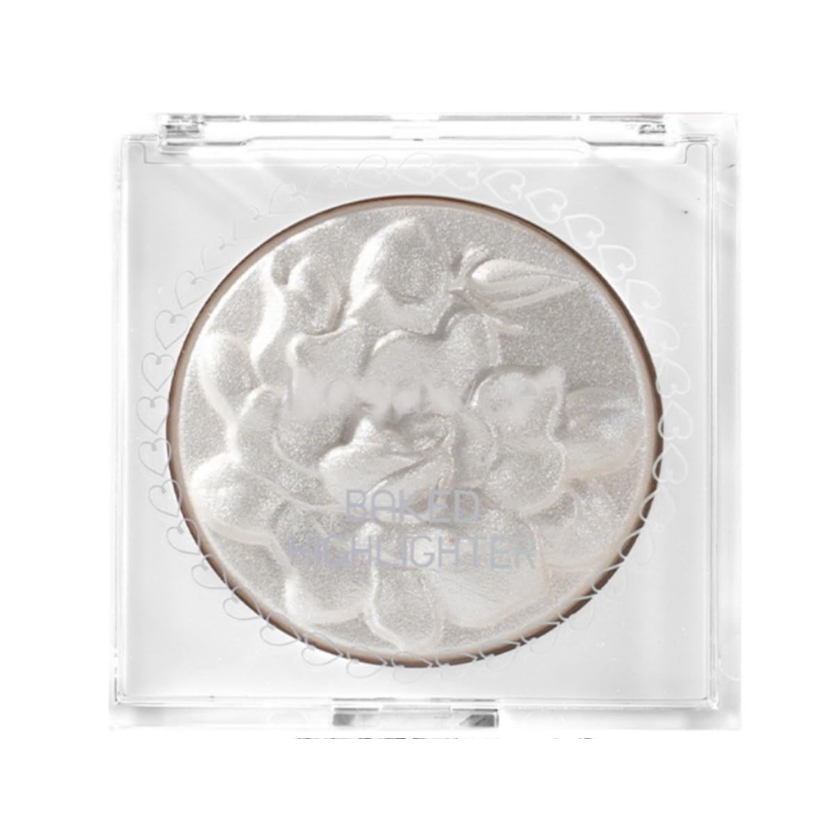 Baked Highlighter Pressed Highlighter Powder with 3D Pearlescent Face Glitter White Shimmering Floral Relief Structure Diamond Highligh Powder Palette Highlighter 01#
