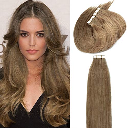 Lacerhair 14 inch Seamless Remy Tape in Human Hair Extensions Natural Seamless PU Skin Weft 100% Real Virgin Human Hair Color #6 Medium Brown Double Side 50g 20pcs/set