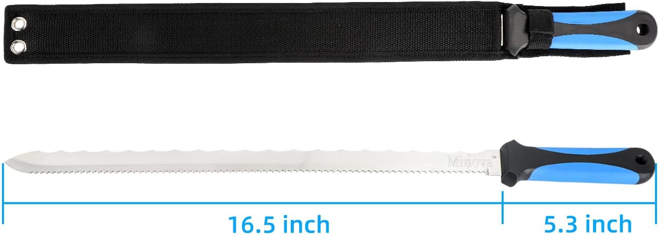 Insulation Knife with Sheath Stainless Steel Blade 16.5” Double Sided Insulation Cutter for Cutting Mineral Wool Insulation (Large)