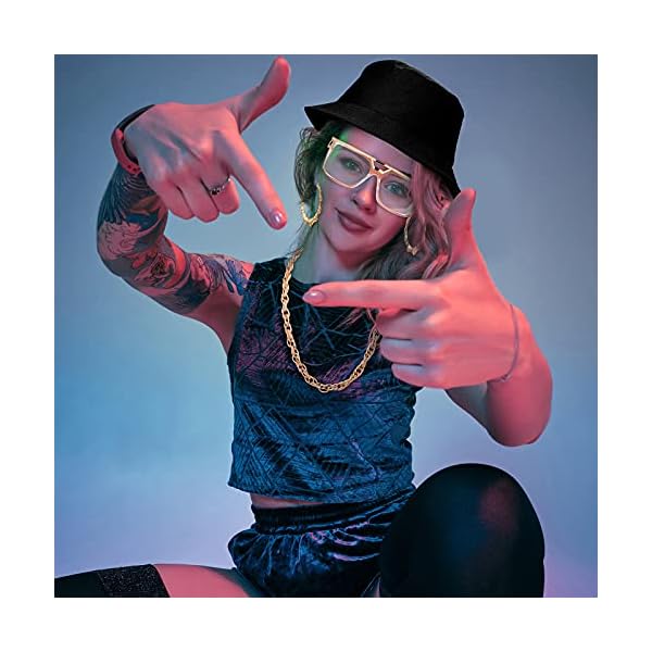 Sintege hip hop costume kit 80s 90s jewelry outfit halloween rapper accessories for women men - image 6