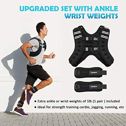 image for PACEARTH Weighted Vest with Ankle/Wrist Weights 25lbs Adjustable Body 