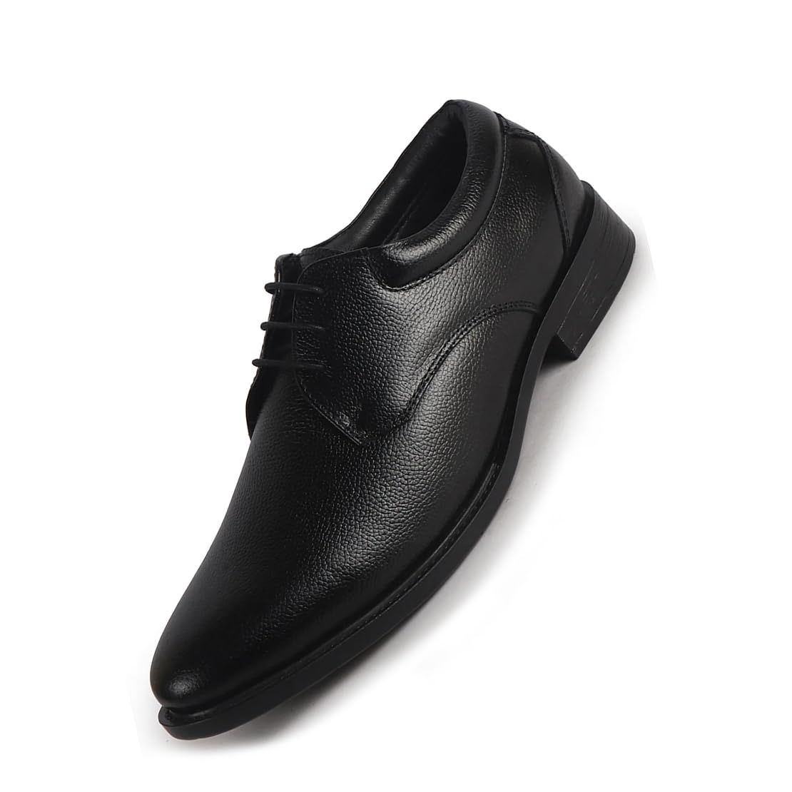 Men Genuine Leather Textured Low Heel Office Formal Lace Up Derby Shoes | Soft Cushioned Insole Comfort, Anti Skid Sole | Perfect for Wedding, Event, Party-image-20