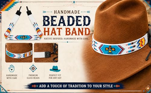 Image of Cowboy Western Beaded Hat Band Rodeo Style Handmade