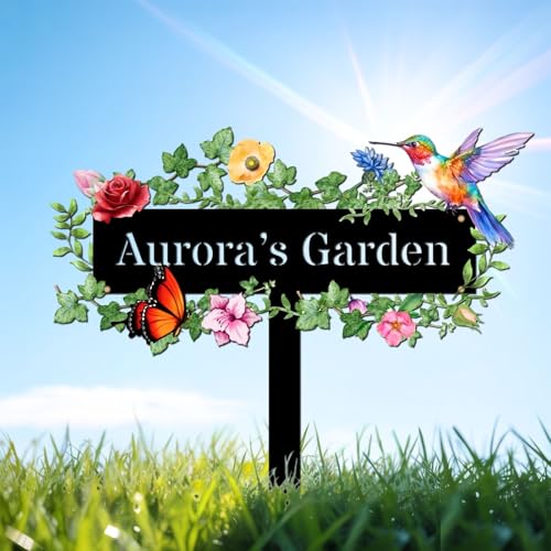 Personalized Garden Sign, Customizable Yard Stake Metal Art, Custom Garden