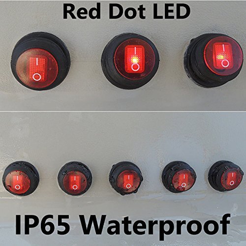 Lightronic 12V Dc 20 Amp Round On/Off Rocker Switch Ip65 Waterproof Auto Boat 3P Spst Red Led Indicator(10Pcs, Red) #TOP2