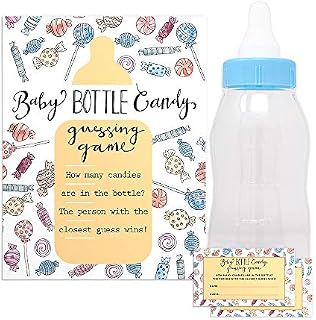 Baby Shower Candy Guessing Game with 30 Cards and 11" Large Baby Bottle