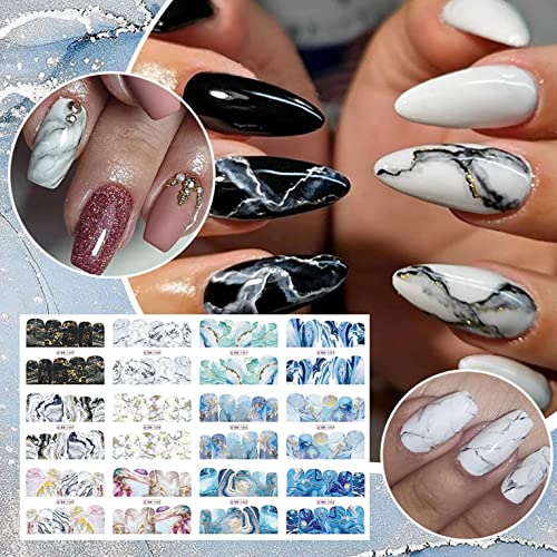 Nail Stickers 12 Styles Abstract Marbling Self Adhesive Nails Decal Diy Wraps Nail Art Lasting Waterproof Nails Polish Strips For Women Girls #TOP2