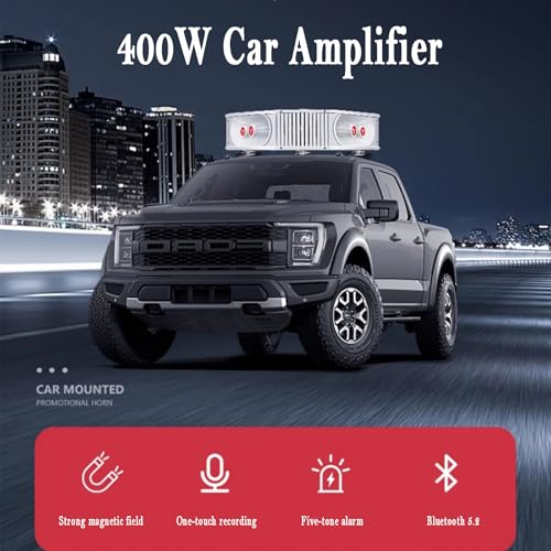 Megafono per auto con Bluetooth, altoparlante ad alta potenza da 1200 W per pubblicità esterna, supporta la registrazione/riproduzione di schede USB/TF, copertura del suono a 360°
