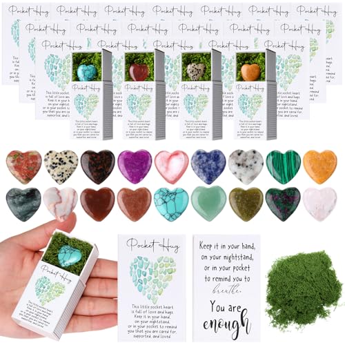 Motipuns 36 Sets Pocket Hug Token Bulk Heart Natural Stones