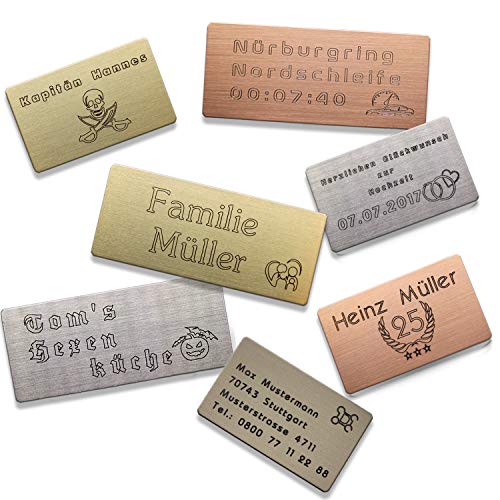 Preisvergleich Produktbild Individuelles Geschenk Schild, Türschild, Klingelschild, Namensschild, Briefkastenschild, Pokalschild, Praxisschild, Aufzugschild, Gravurschild verwendbar inkl. Wunschtext, Logo, selbstklebend