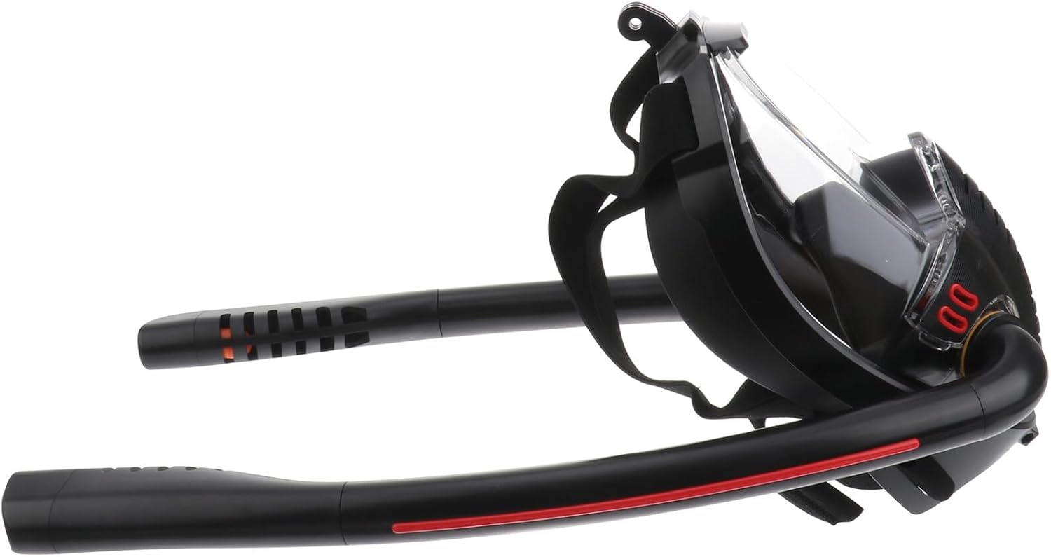 ABOOFAN Full Face Snorkel Mask for Adults, Black S/m Size, Silicone Sealed Diving Mask with Anti-Fog and Anti-Leak Features, Panoramic View Snorkeling Gear for Underwater Swimming