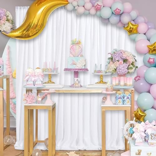 Image of White Sequin Backdrop Curtain 6 Pcs 2ftx8ft Sparkly Glitter Wedding Party Photography Background Drapes for Birthday Prom Decoration