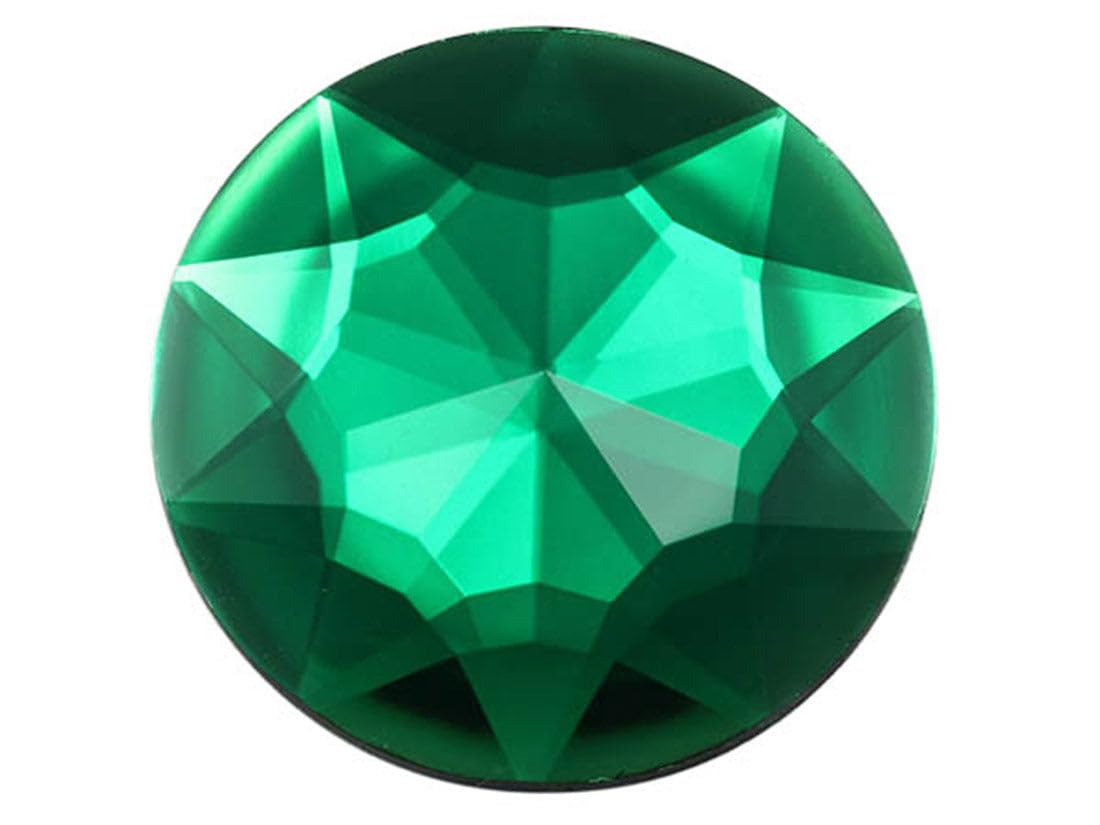 KraftGenius 32mm Emerald H106 Large Flat Back Round Acrylic Rhinestones Plastic Circle Gems for Costume Making Cosplay Jewels Pro Grade Embelishments - 6 Pieces