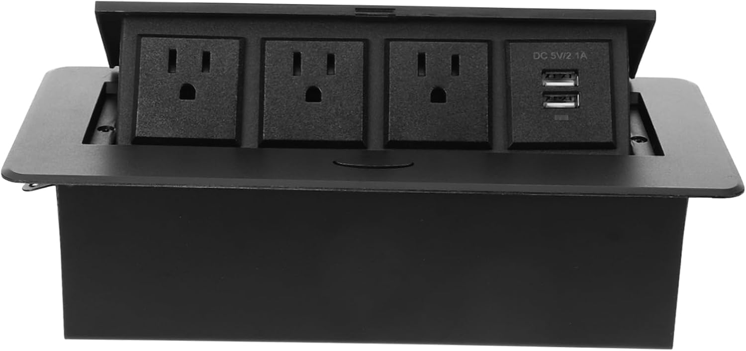 Table Power Charger with US Outlets Dual USB Ports Stylish Electrical Outlet for Office Conference Rooms Reliable Charging for Multiple Devices