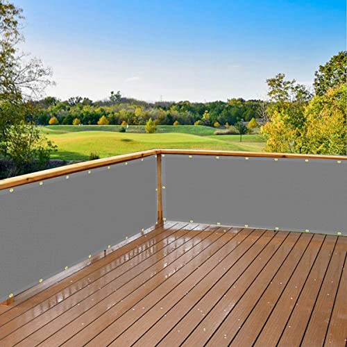 Vocray 3' X 16' Light Grey Balcony Privacy Screen Fence Cover Uv Resistant Protection Heavy Duty For Deck, Patio, Backyard, Railing Shield, Cable Ties Included, 90% #TOP4