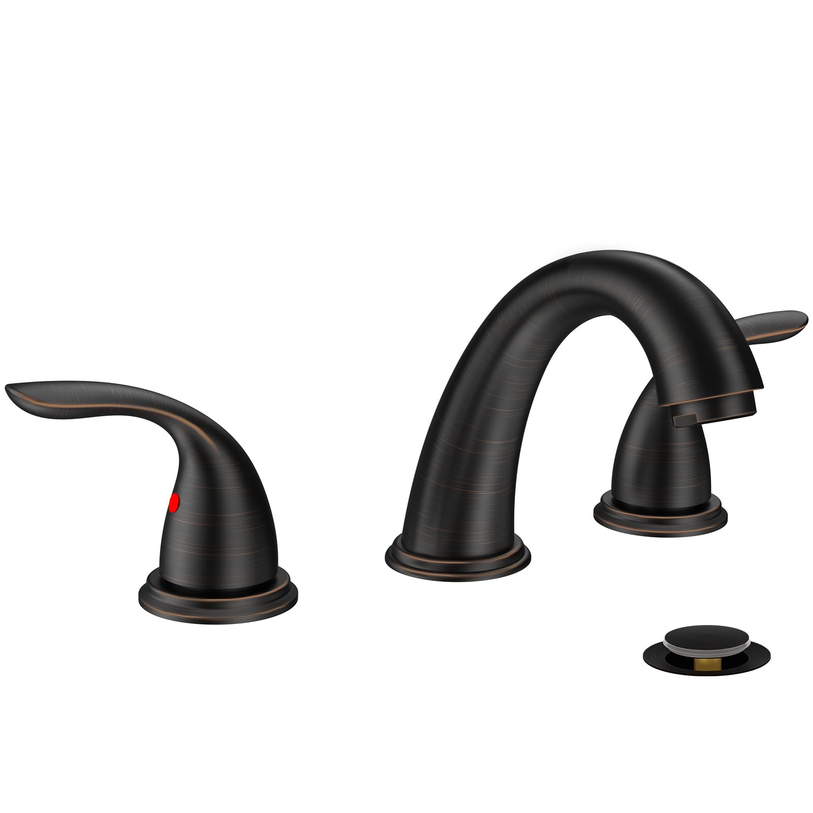 Sxithgkdw Oil Rubbed Bronze 2 Handle 3 Holes 8 Inch Widespread Bathroom Faucet With Pop Up Drain And Valve, Bathroom Sink Vanity Lavatory Faucet, Wf008-5-Orb