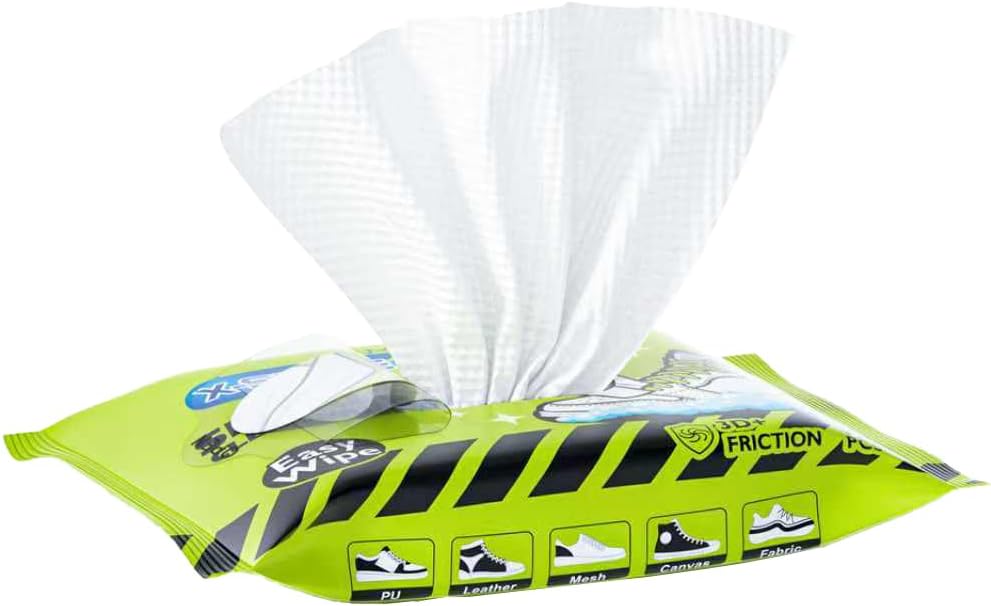 X-SMILE Sneaker Cleaner Wipes, Pre-Moistened Shoe Wipes for White Sneakers, Leather, Canvas & Rubber, Portable