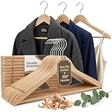Durable Essentials Plastic Hangers – Pack of 20 Slim, Heavy-Duty, Wood-Like Design with Non-Slip Surface, 360° Rotating Rust-Resistant Hook for Space-Saving