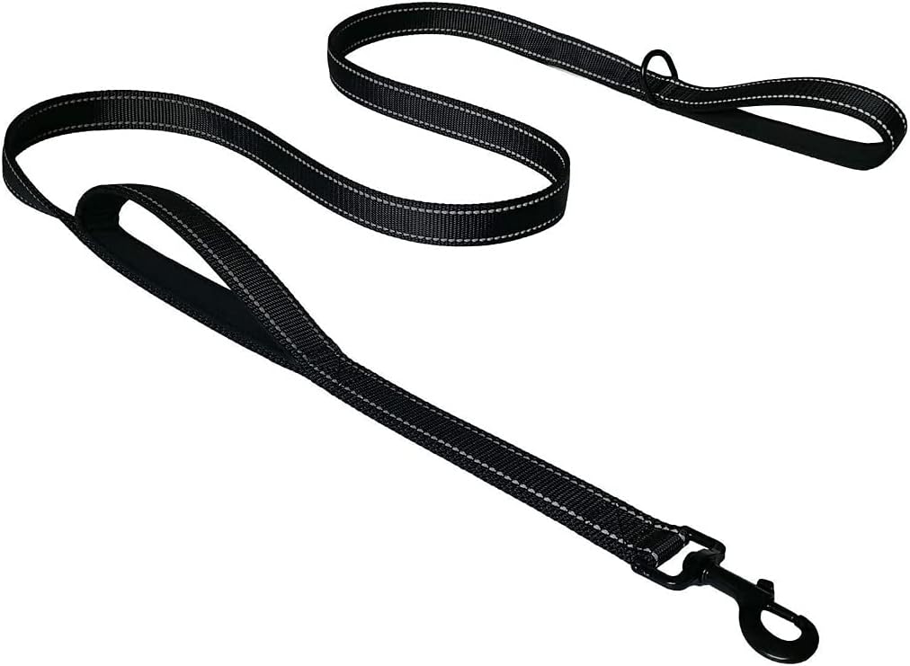 5 FT Strong Dog Leash with Two Comfortable Padded Handle and Highly Reflective Threads