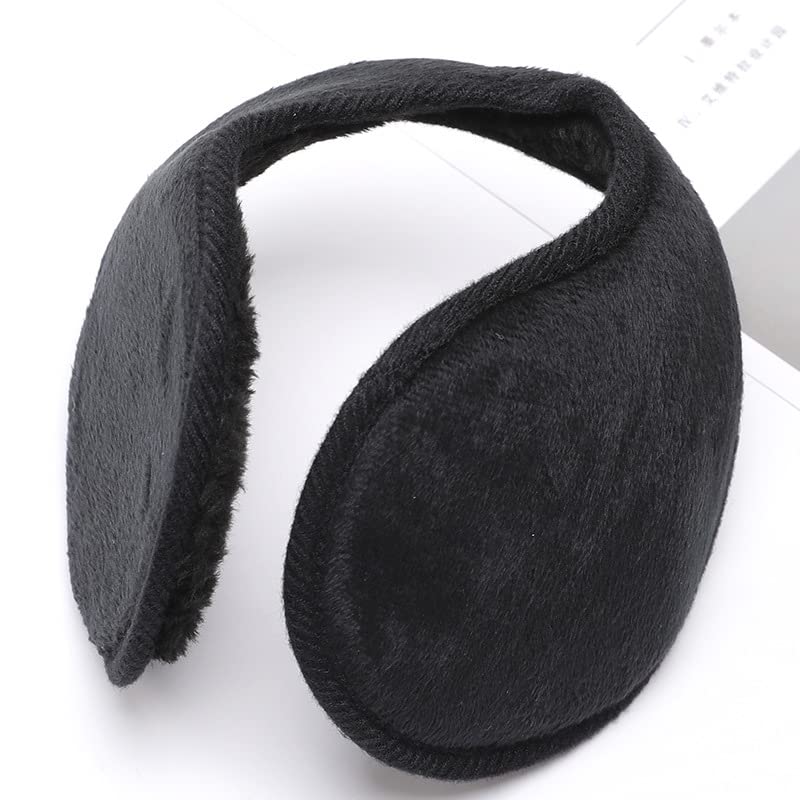 RR DESIGN Black Head-wear Faux Fur Ear Muffs/Ear Warmers - Behind The Head Style Winter Earmuffs for Men & Women, Pack of 2 1