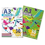 G4GADGET 2 Packs of A3 Sketchbook Drawing Paper - Kids Coloring Book and Art Paper - Easy to Use Doodle Pad with 80 GSM 30 Sheets Each Total 60 Sheets,Packaging May Vary