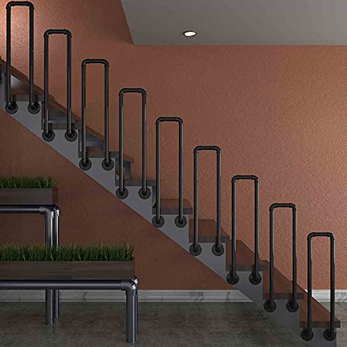 Main courante d'escalier en fer forgé noir mat de sécurité en forme de U - 5