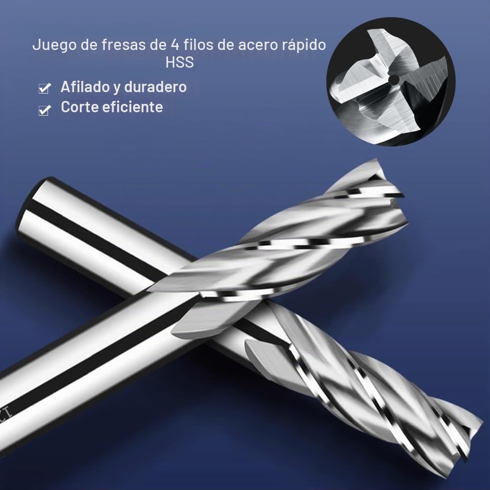 ASNOMY 10 piezas fresas 4-flauta HSS 2-12mm brocas CNC para madera aluminio acero