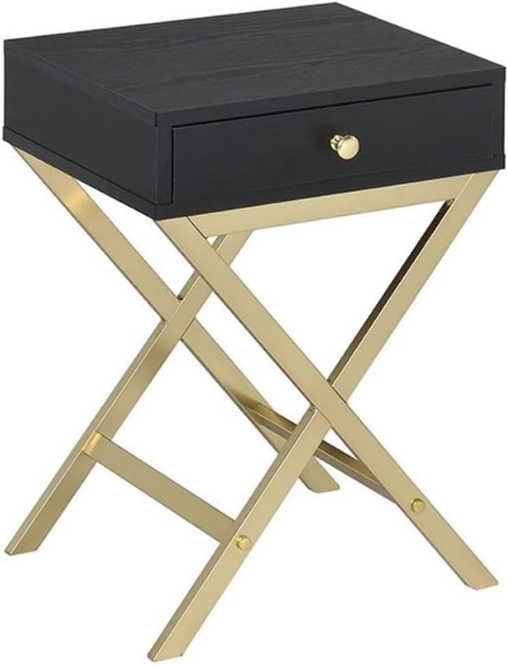BOWERY HILL End Table in Black and Brass