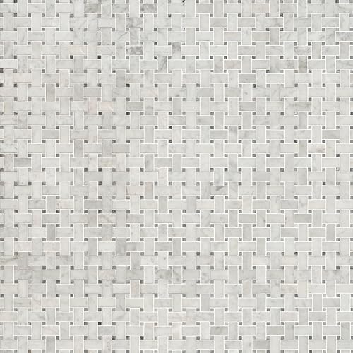 MSI MSI Carrara White 12 inch x 12 inch Honed Marble Basketweave Tile for Kitchen Backsplash, Floor Tile, Wall Tile for Bathroom, Shower Wall Tile, Mesh Mounted Mosaic Tile,White-Cool