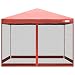 VIVOHOME 210D Oxford Outdoor Easy Pop Up Canopy Screen Party Tent with Mesh Side Walls Red 8 x 8 ft